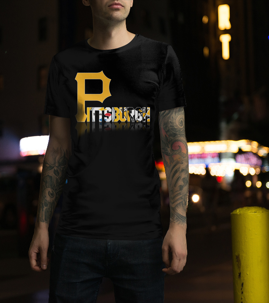 Pittsburgh Steelers Penguins Logos Reflected Contrasts T-Shirt