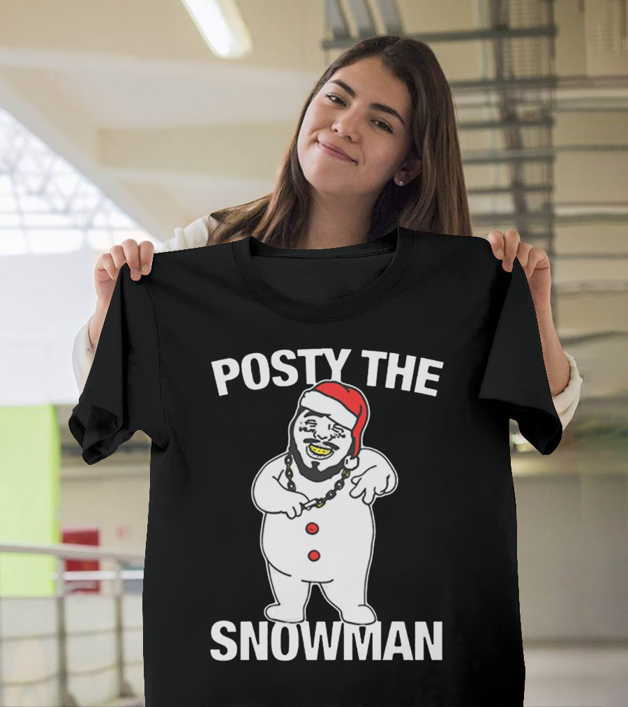 Merry Christmas Posty the Snowman Santa Malone T-Shirt