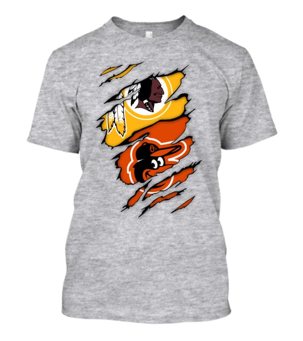 Washington Redskins Baltimore Orioles Torn Logo Layers T-Shirt