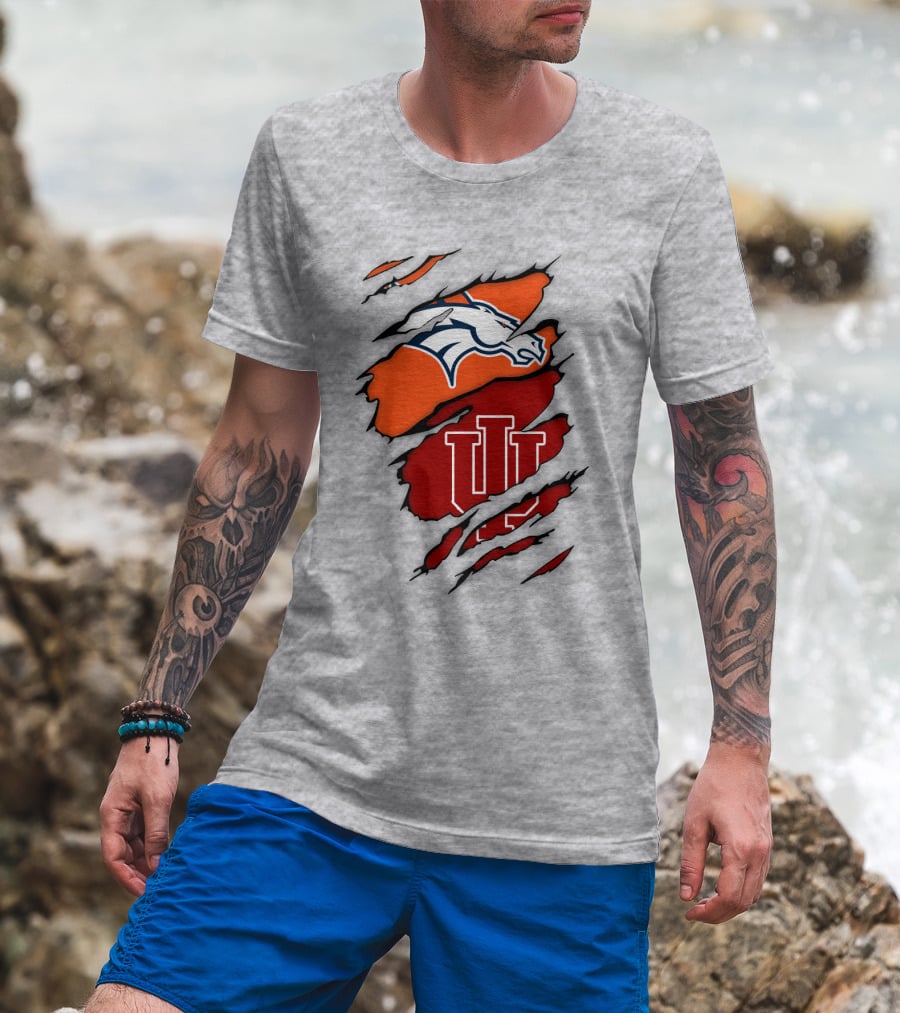Denver Broncos Indiana Hoosiers Fan Crossover T-Shirt