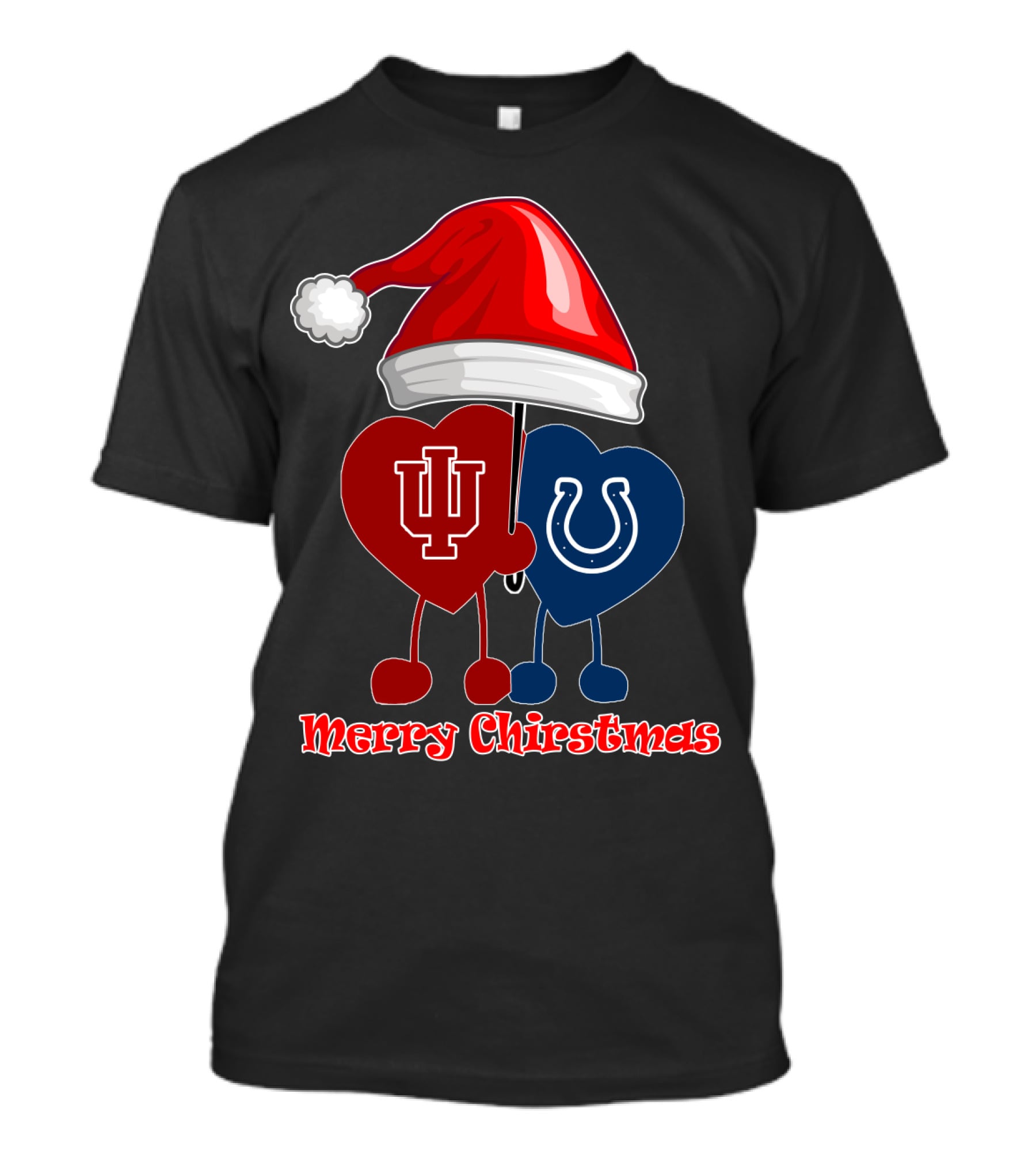 Merry Christmas Indianapolis Colts Indiana University Hearts T-Shirt