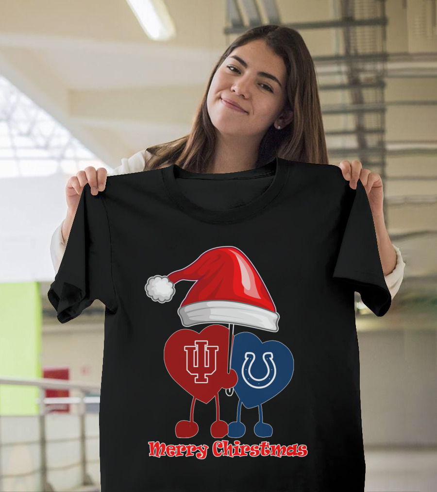 Merry Christmas Indianapolis Colts Indiana University Hearts T-Shirt