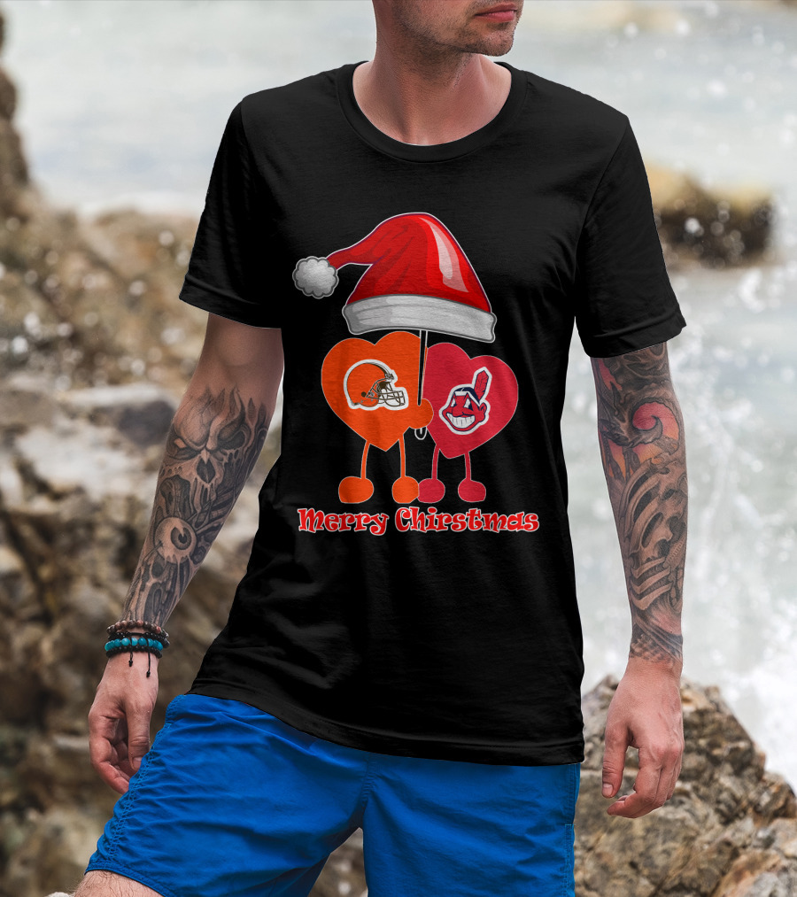Cleveland Browns Cleveland Indians Merry Christmas T-Shirt