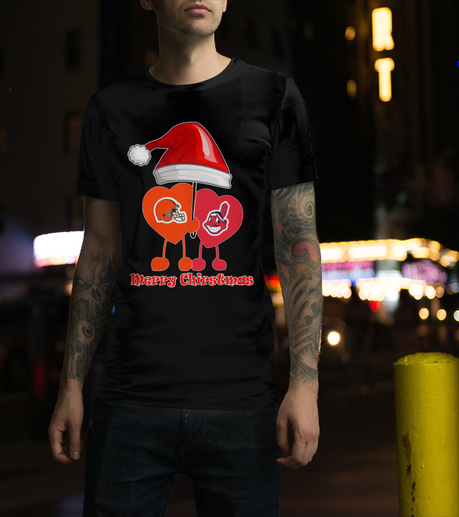 Cleveland Browns Cleveland Indians Merry Christmas T-Shirt