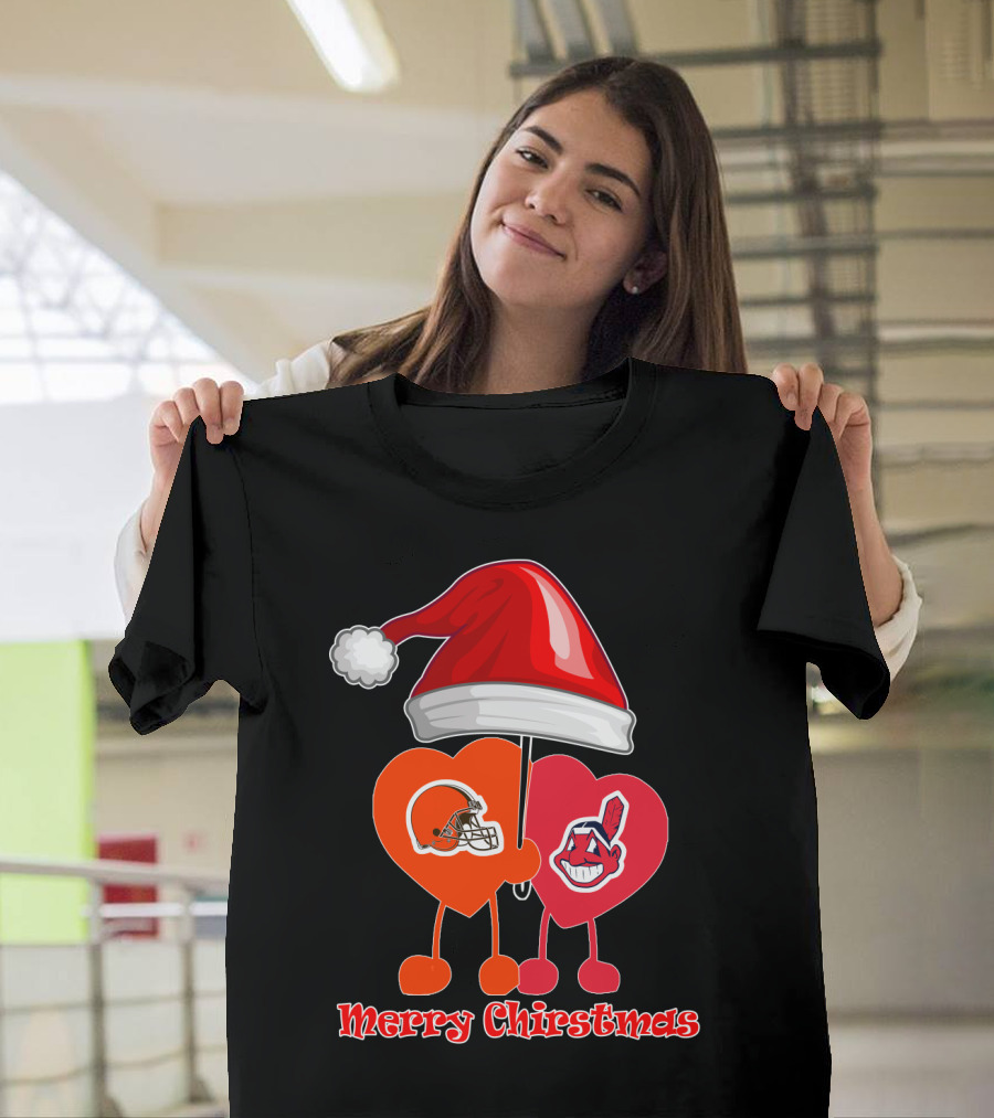 Cleveland Browns Cleveland Indians Merry Christmas T-Shirt