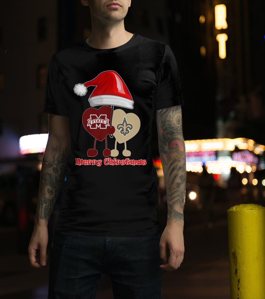 Merry Christmas New Orleans Saints Ms State T-Shirt