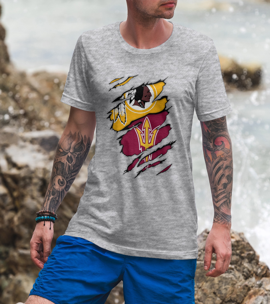 Washington Redskins Arizona State Sun Devils Logo Mashup T-Shirt