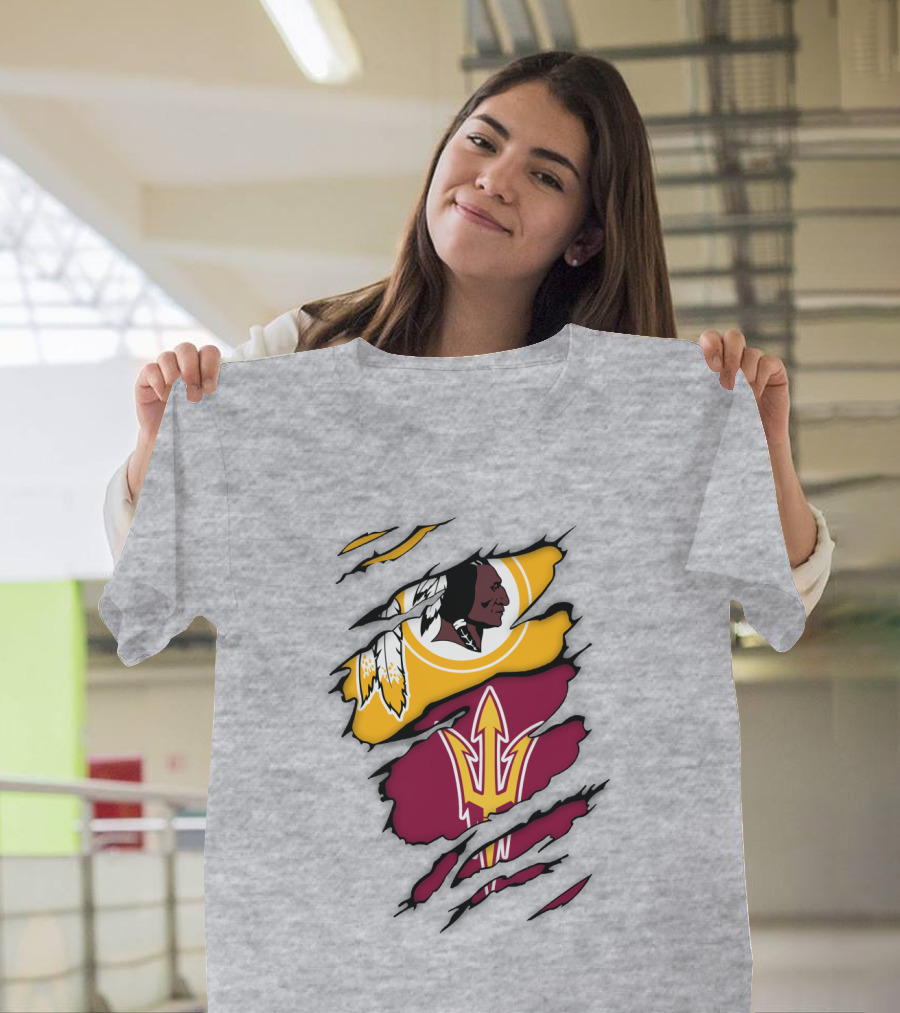 Washington Redskins Arizona State Sun Devils Logo Mashup T-Shirt