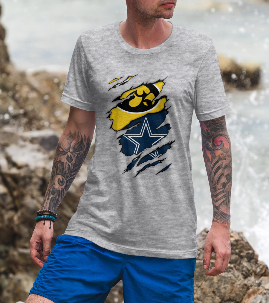 Dallas Cowboys Iowa Hawkeyes Fan Claw Marks T-Shirt