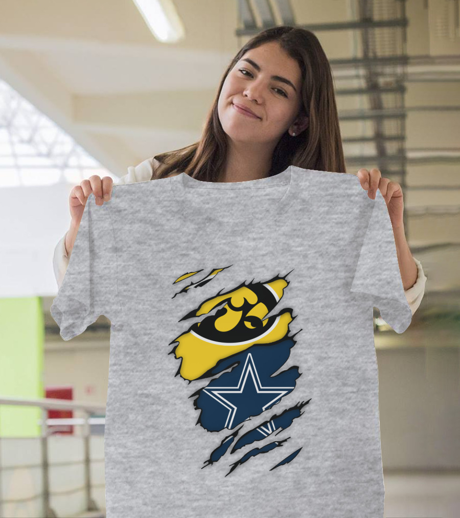 Dallas Cowboys Iowa Hawkeyes Fan Claw Marks T-Shirt