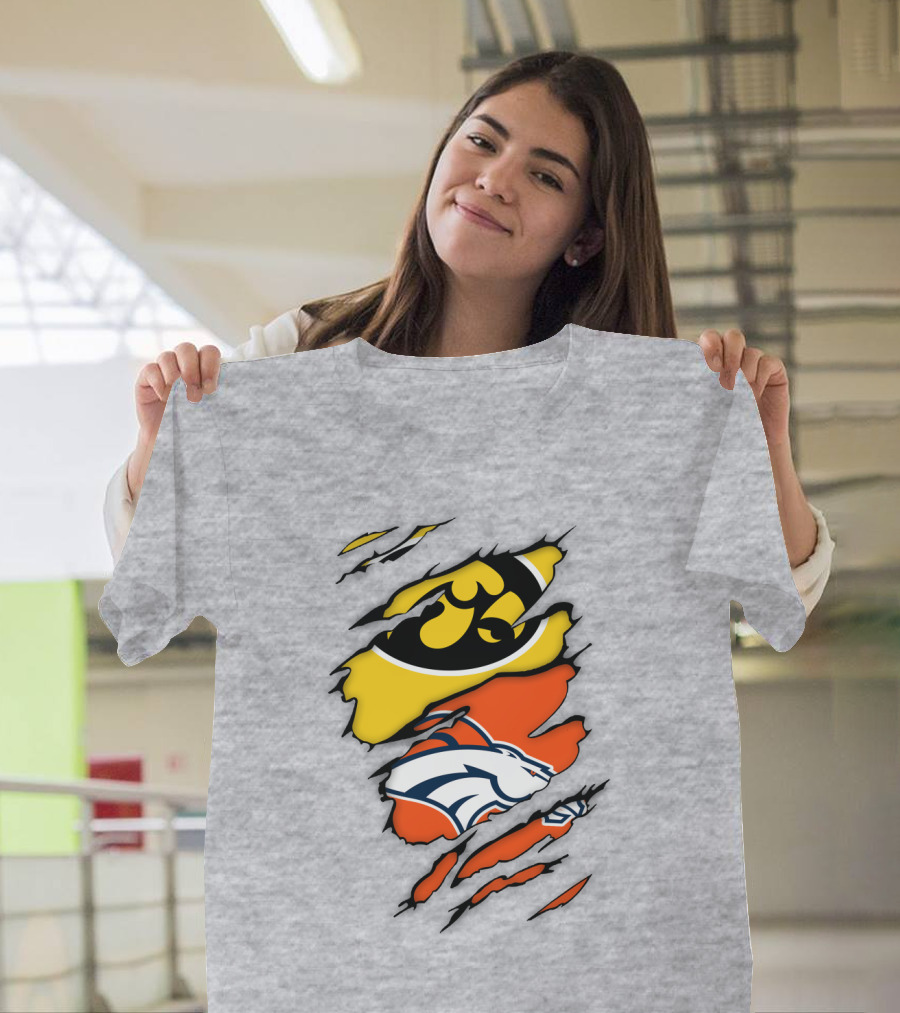 Iowa Hawkeyes Denver Broncos Fan Crossover T-Shirt