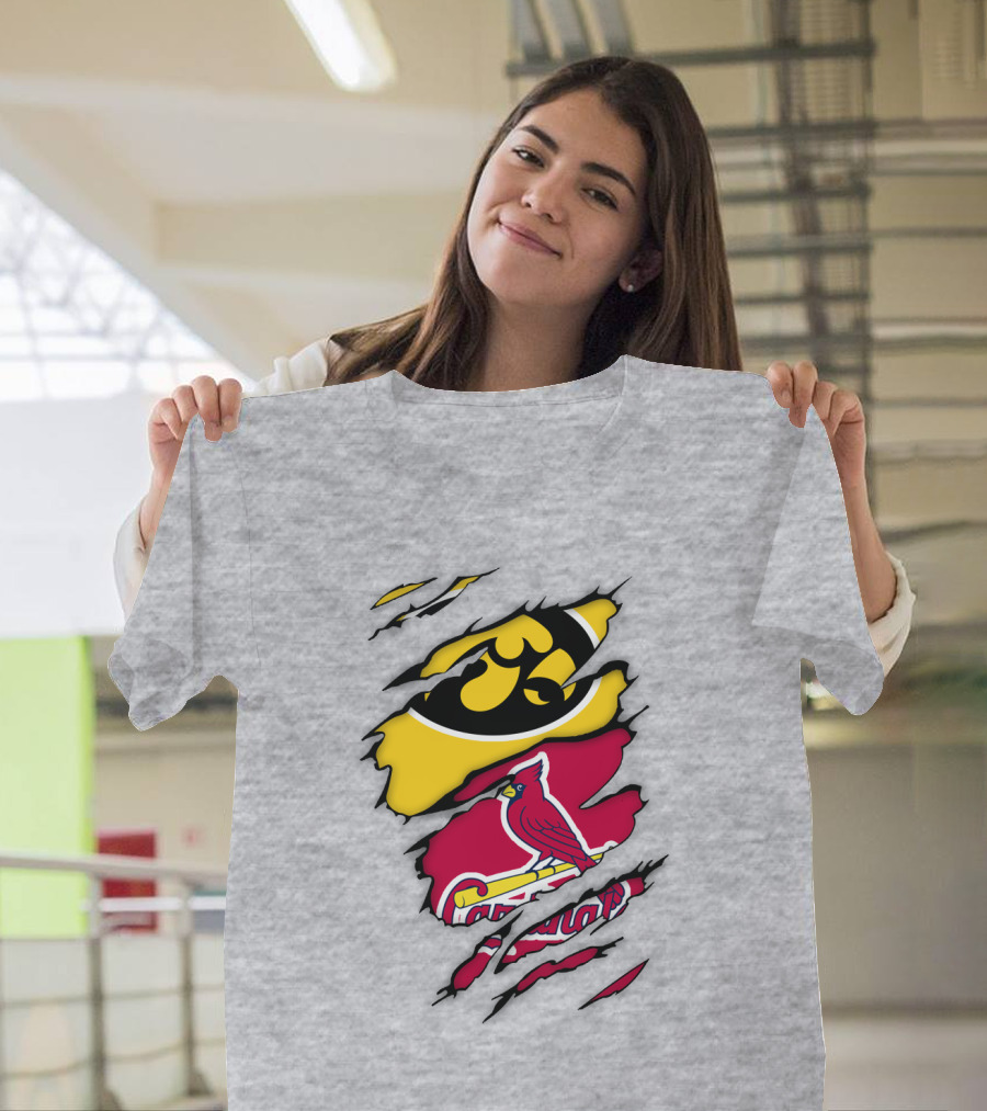 St Louis Cardinals Iowa Hawkeyes Ripped T-Shirt
