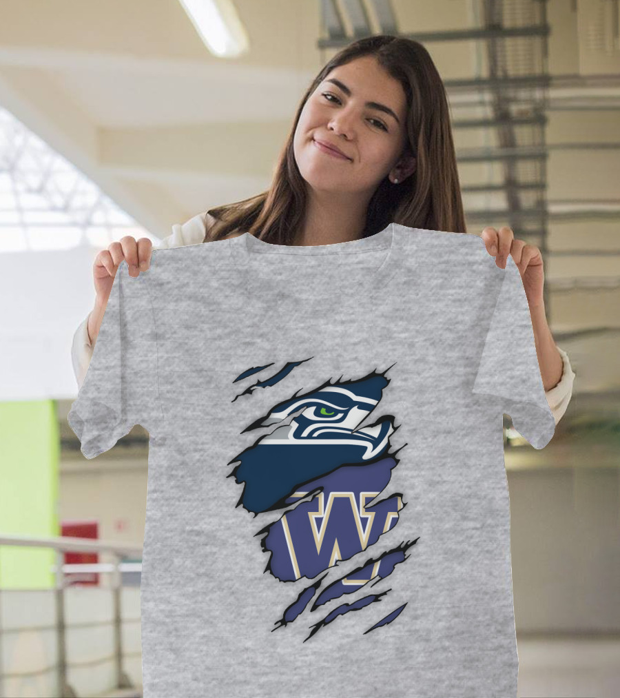 Seahawks University of Washington Huskies Logo Fusion T-Shirt
