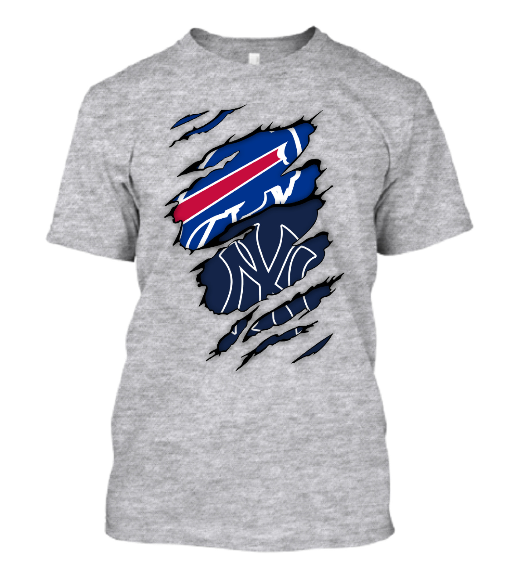 New York Yankees Buffalo Bills Torn Logo Mashup T-Shirt