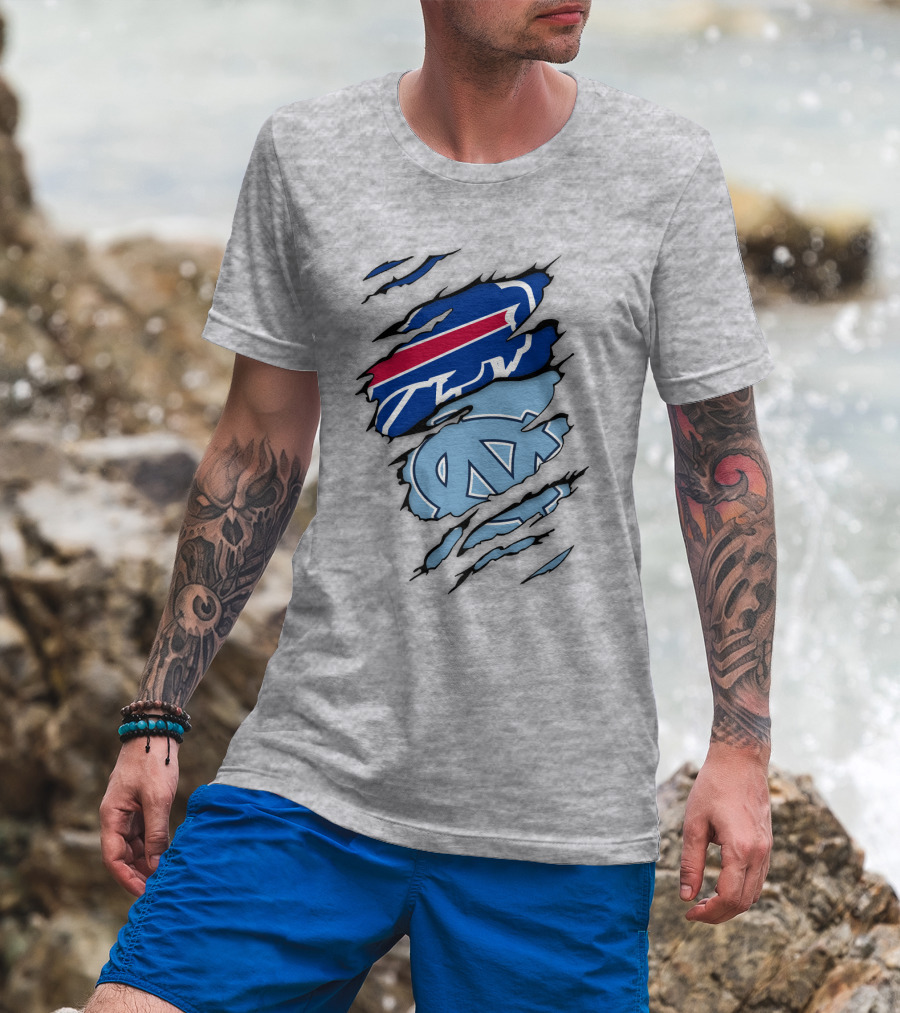 Buffalo Bills North Carolina Tar Heels Logo Claw Marks T-Shirt