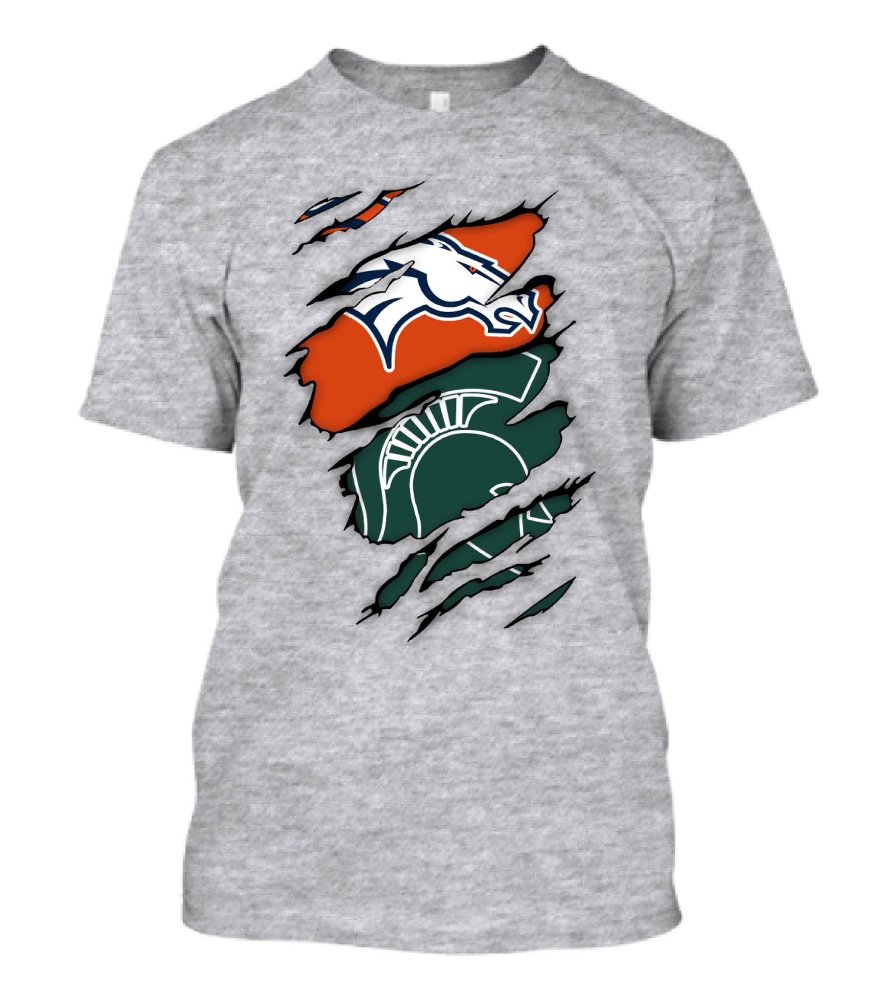 Denver Broncos Michigan State Spartan Helmet T-Shirt