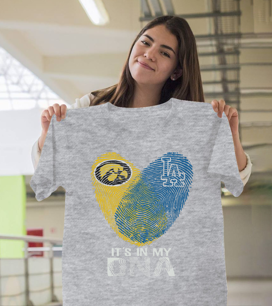 It's in My DNA Los Angeles Dodgers Iowa Hawkeye Fingerprint T-Shirt