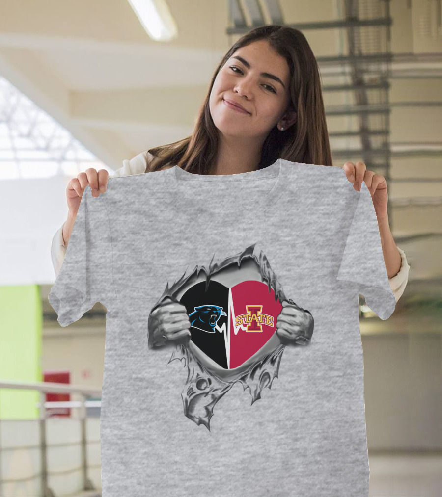 Iowa State Cyclones Carolina Panthers Heart T-Shirt