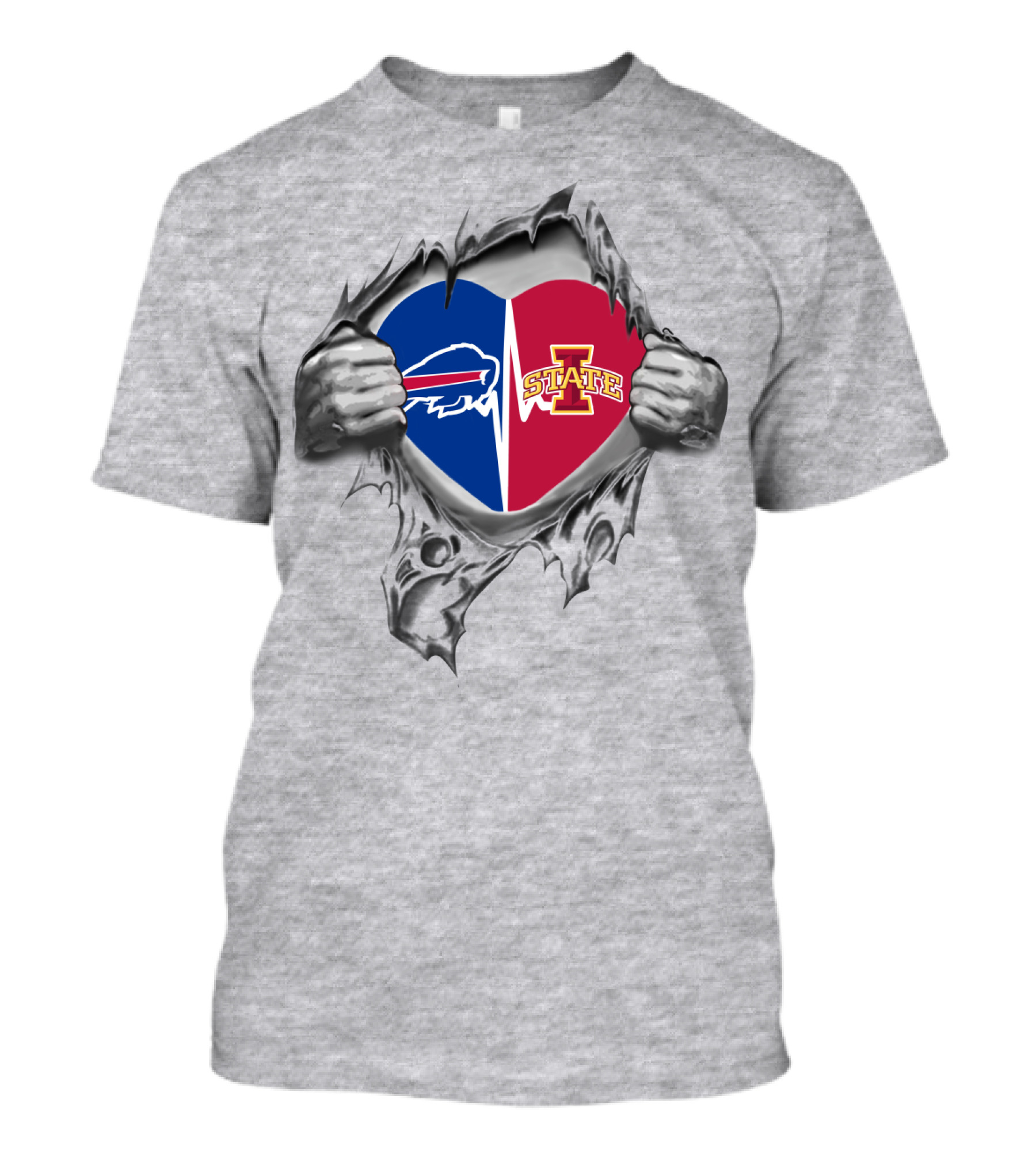 Buffalo Bills Iowa State Cyclones Heart Rip T-Shirt