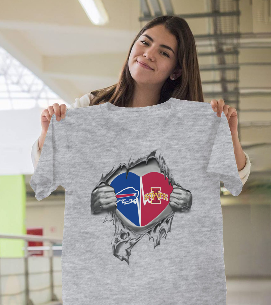 Buffalo Bills Iowa State Cyclones Heart Rip T-Shirt