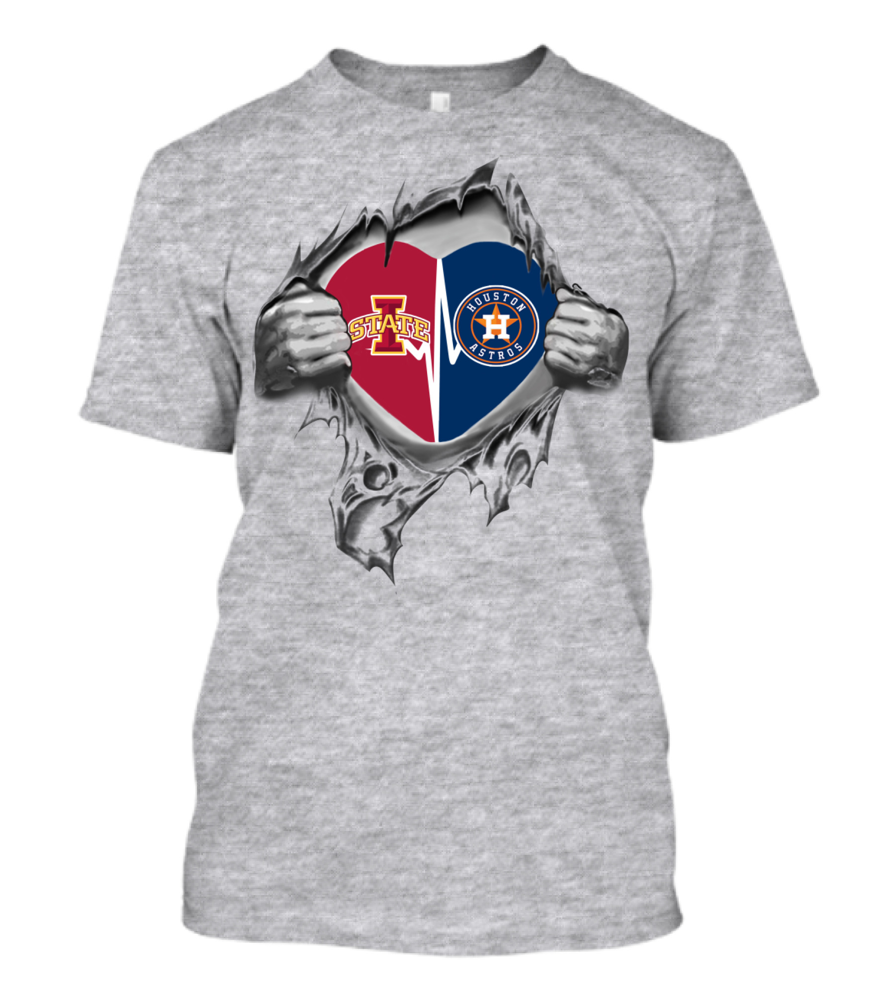 Iowa State Cyclones Houston Astros Torn Heart T-Shirt
