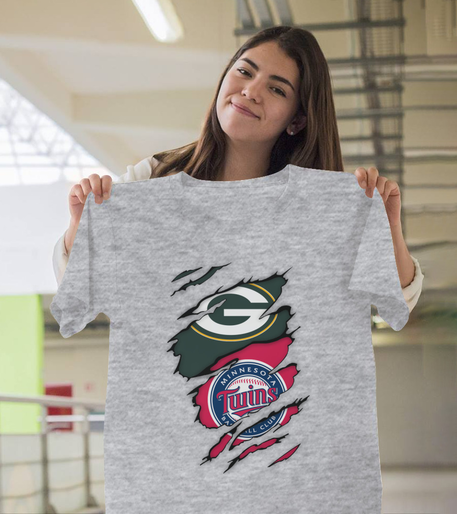 Minnesota Twins Baseball Club Green Bay Packers T-Shirt