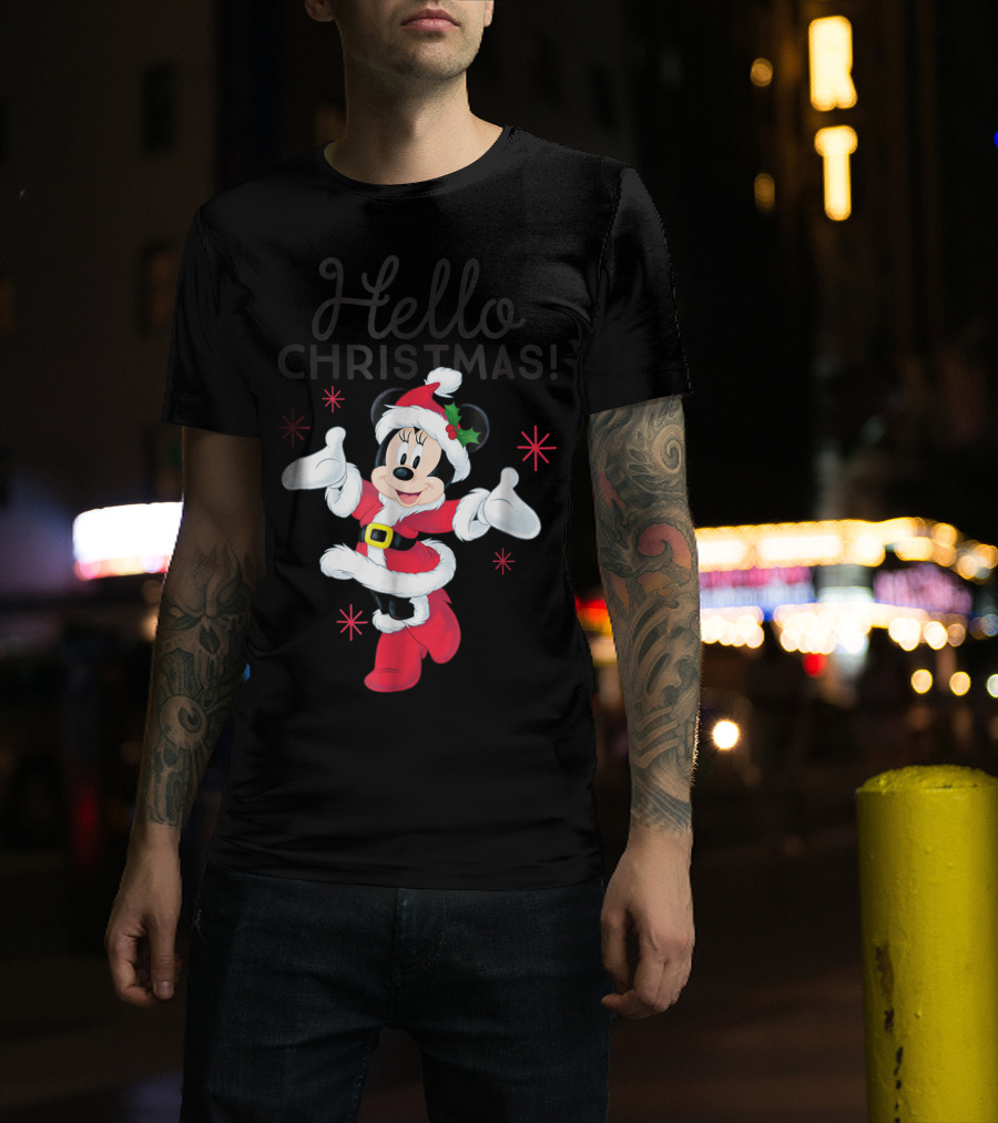 Disney Santa Minnie Mouse Hello Christmas T-Shirt