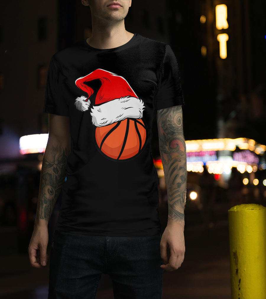Funny Basketball Coach Player Santa Hat T-Shirt