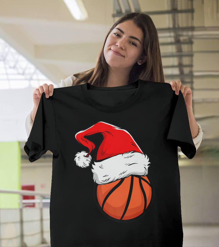 Funny Basketball Coach Player Santa Hat T-Shirt