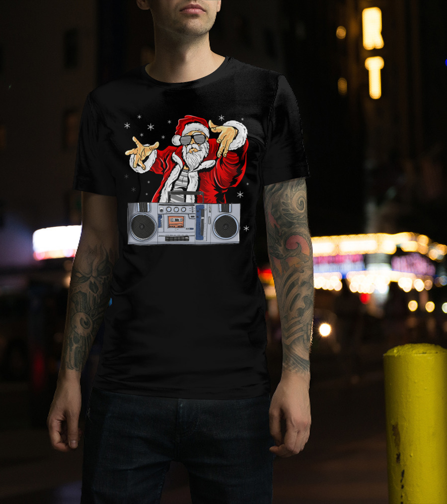 Santa Claus DJ Hip Hop Boombox T-Shirt