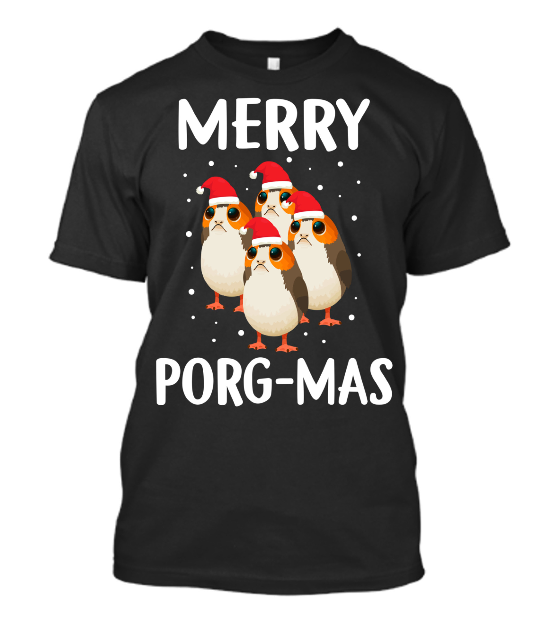 Merry Porg-Mas Christmas Holiday Season With Festive Porgs In Santa Hats T-Shirt