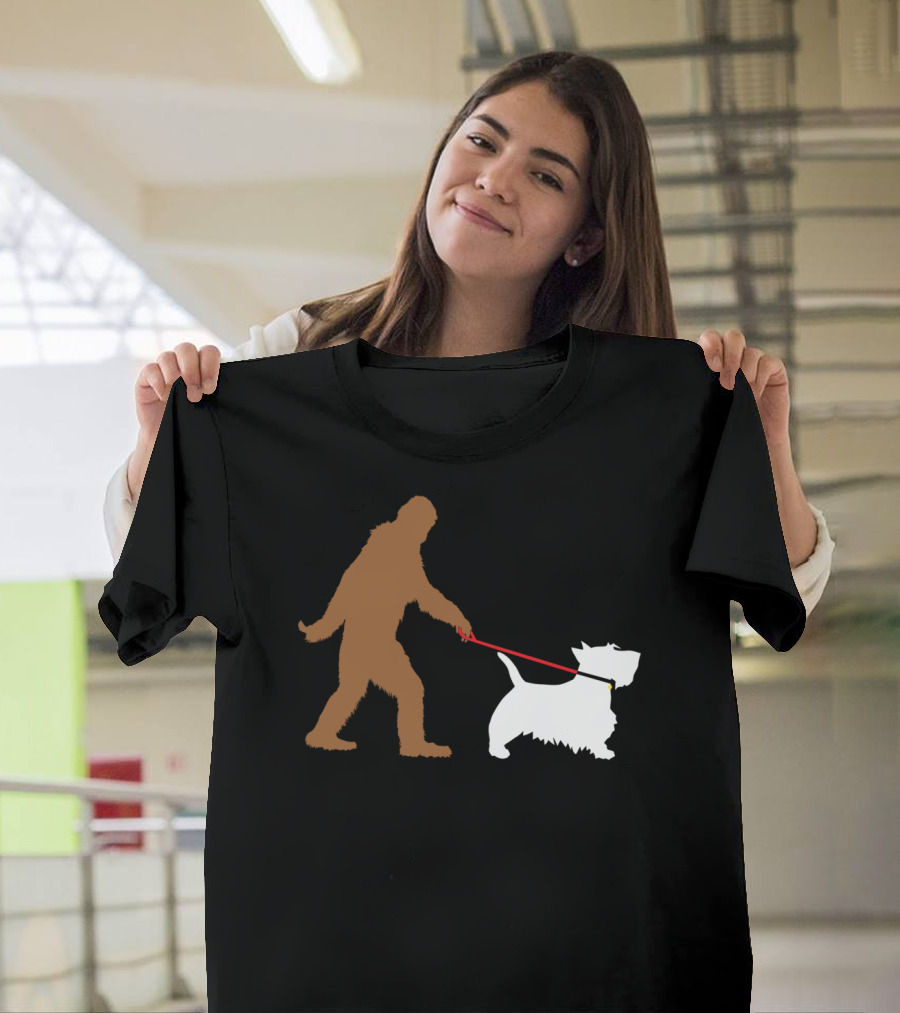 Bigfoot Walking Scottish Terrier Dog Leash Iconic T-Shirt