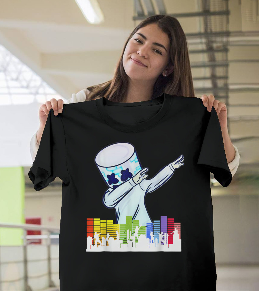 All I Want For Christmas Is Marshmallow Dabbing with Colorful Dance Equalizer T-Shirt