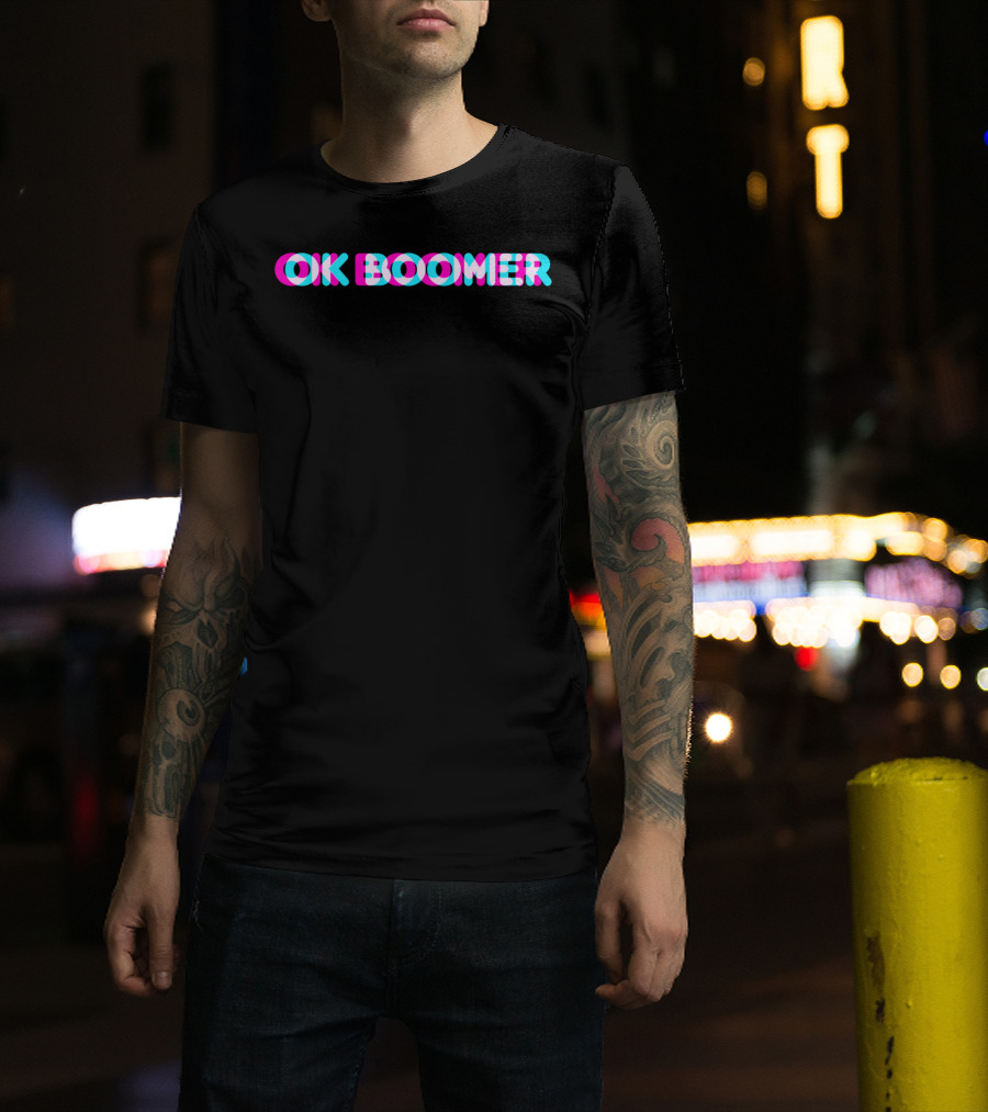 OK Boomer Meme Funny Anaglyph Type Text T-Shirt