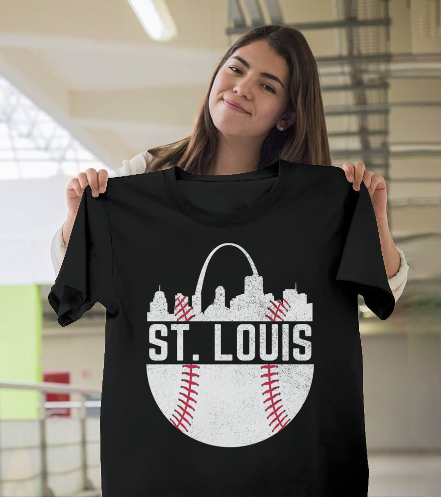 St Louis Baseball Skyline Arch T-Shirt