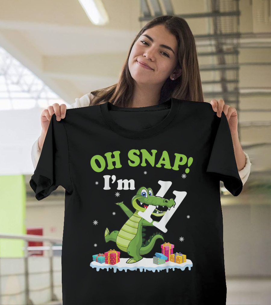 Oh Snap I'm Eleven Crocodile Snow Noel T-Shirt