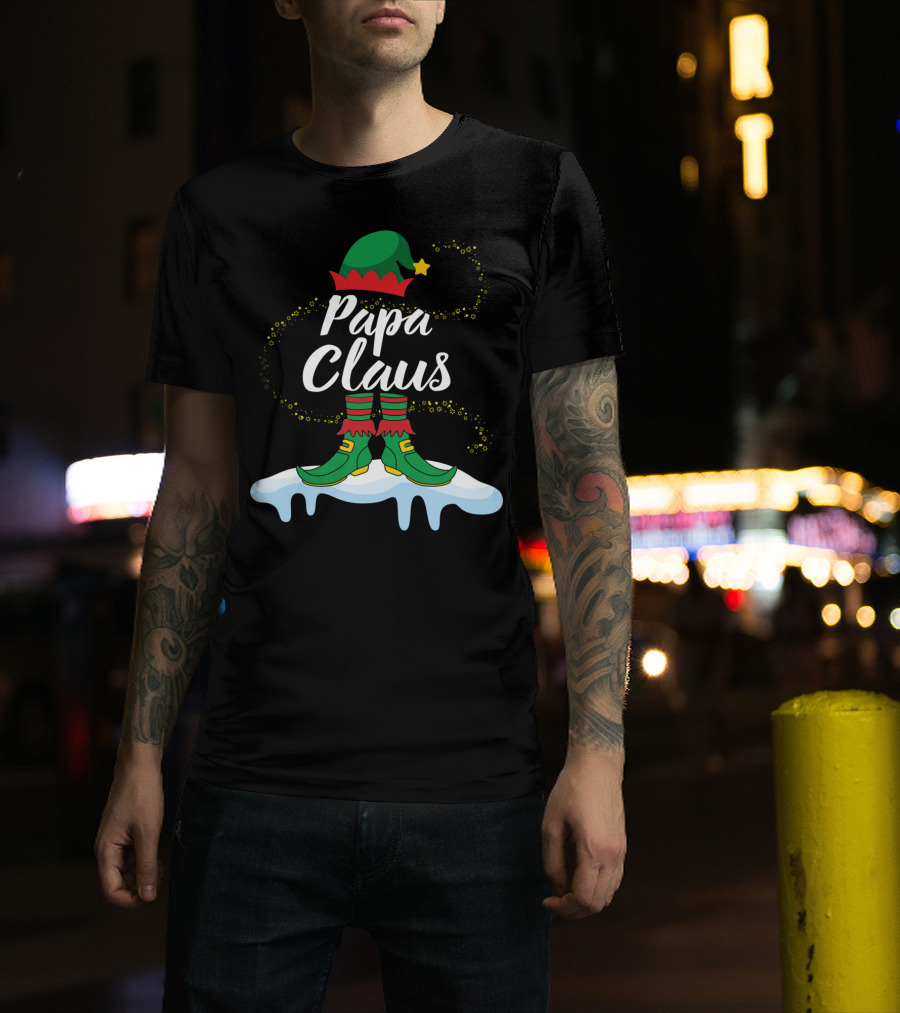 Papa Claus Elf Body Dancing On Snow Merry T-Shirt