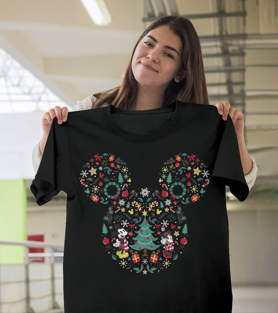Disney Mickey And Minnie Christmas Holiday Decorations Mashup T-Shirt