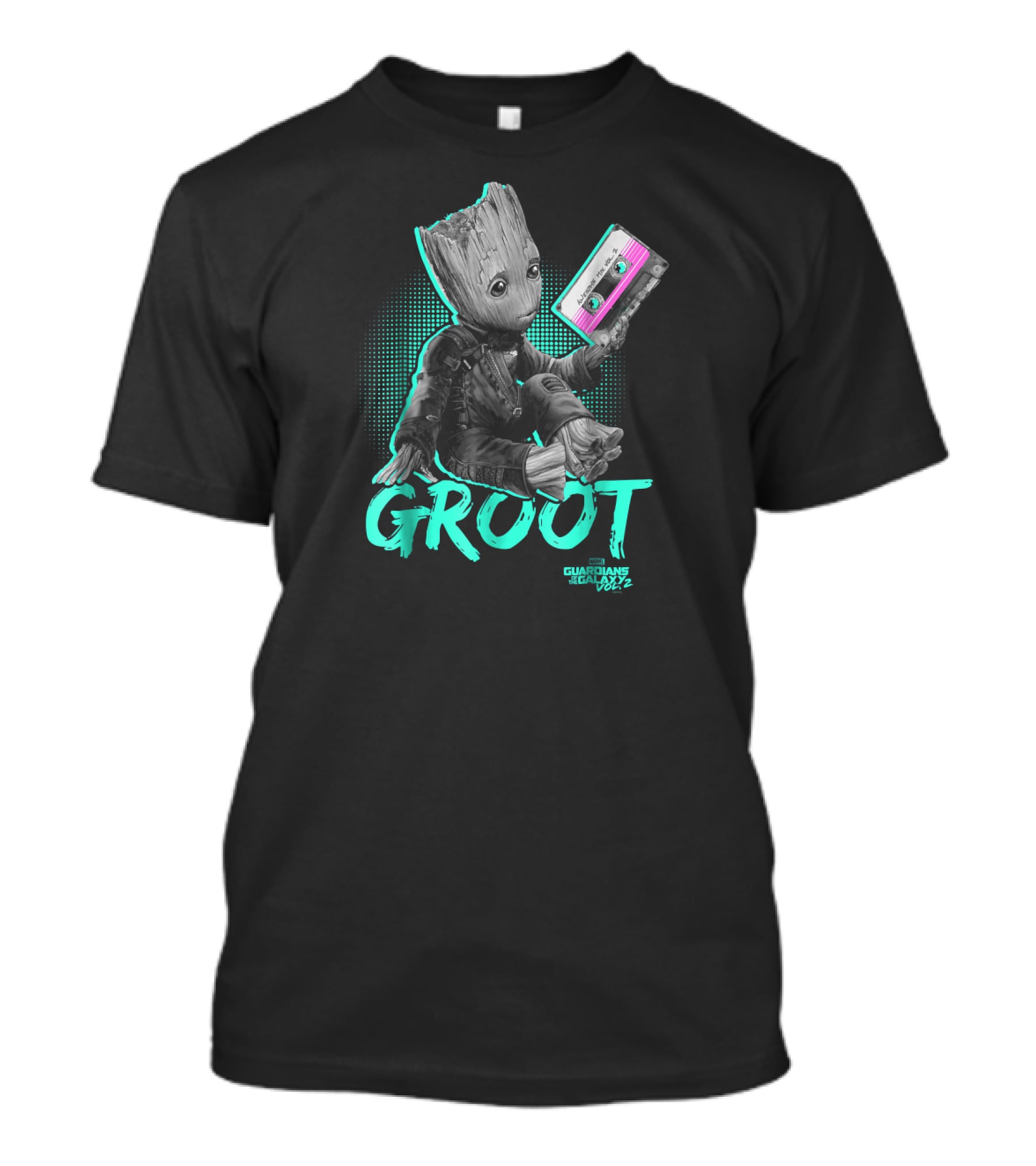 Guardians Of The Galaxy Vol. 2 Baby Groot Neon Cassette Tape T-Shirt