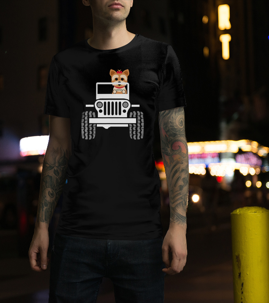 Yorkie Terrier Driving Jeep Adventure T-Shirt