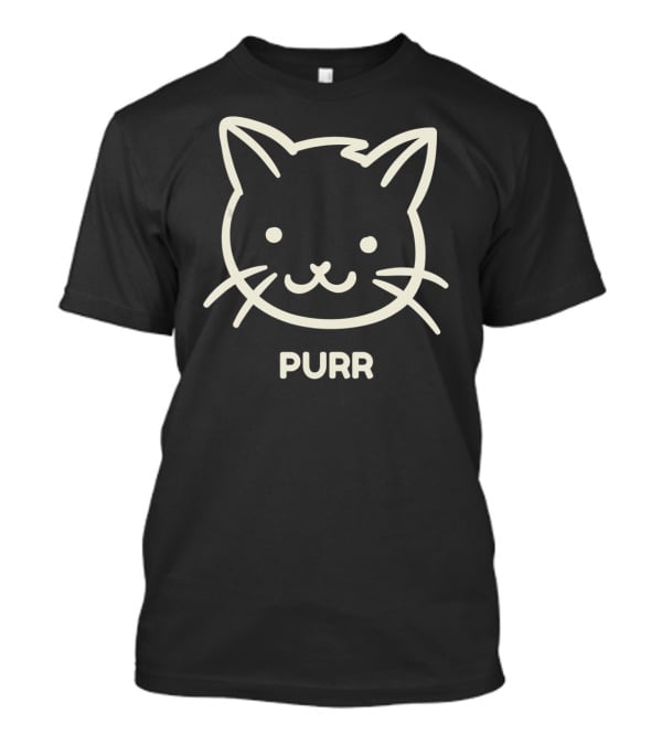 Funny Cat Face Purr Outline Drawing T-Shirt