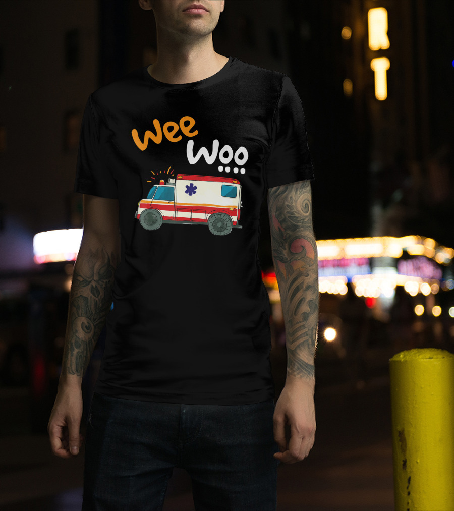 Wee Woo EMT Paramedic Ambulance Cartoon Emergency Vehicle T-Shirt