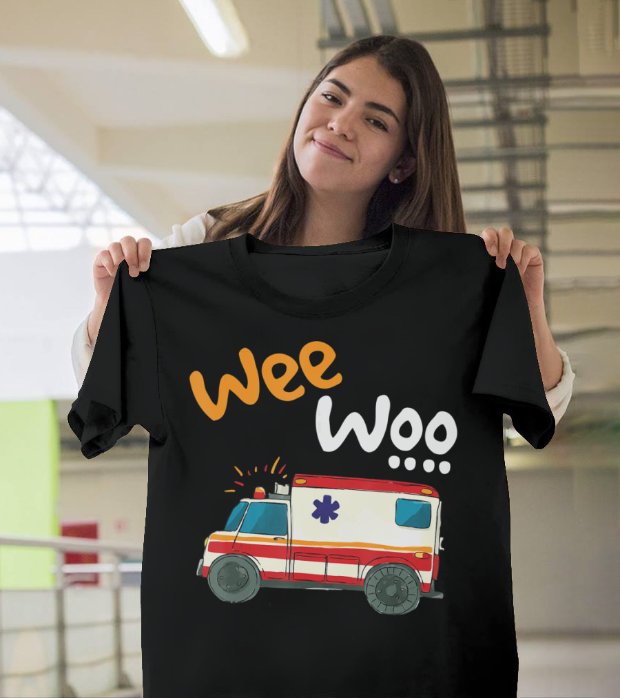 Wee Woo EMT Paramedic Ambulance Cartoon Emergency Vehicle T-Shirt