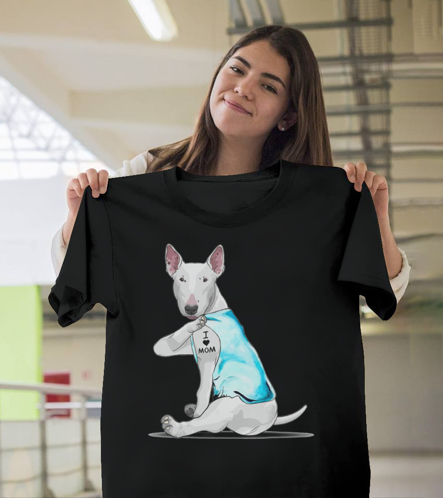 Bull Terrier I Love Mom Tattoo T-Shirt