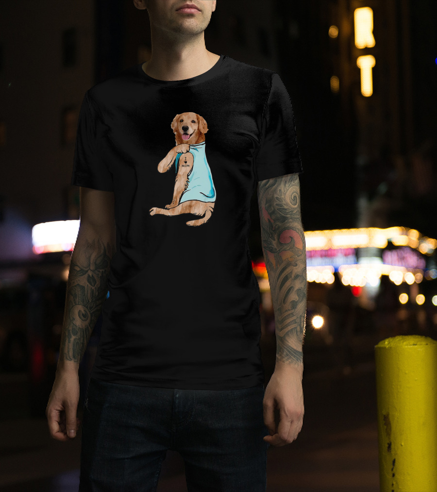 Golden Retriever I Love Mom Tattoo T-Shirt