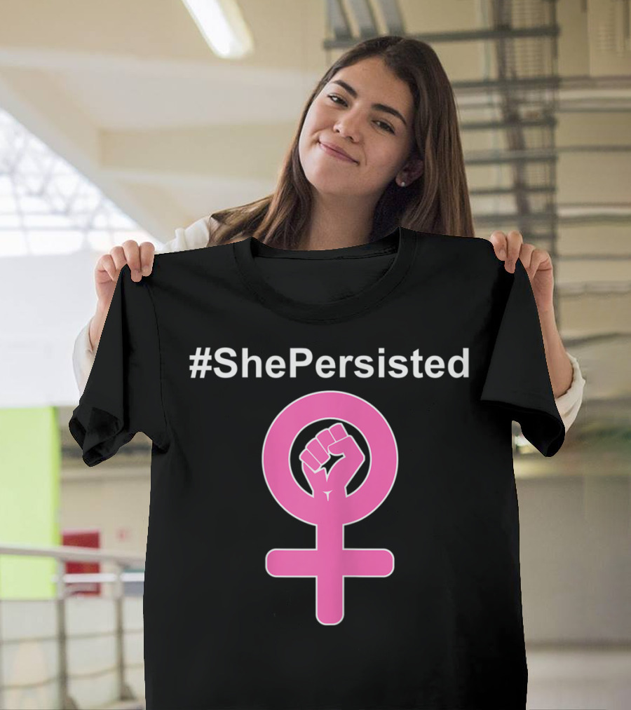 ShePersisted Feminist Symbol with Raised Fist Venus T-Shirt