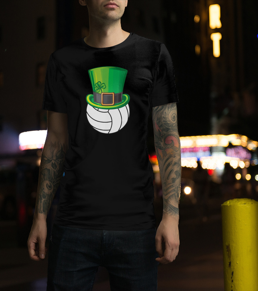 Volleyball Patrick's Day Clover Hat Volley Player T-Shirt