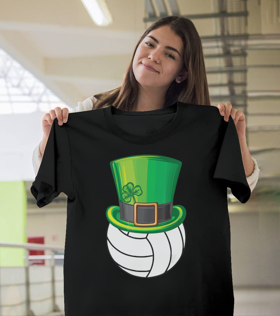 Volleyball Patrick's Day Clover Hat Volley Player T-Shirt
