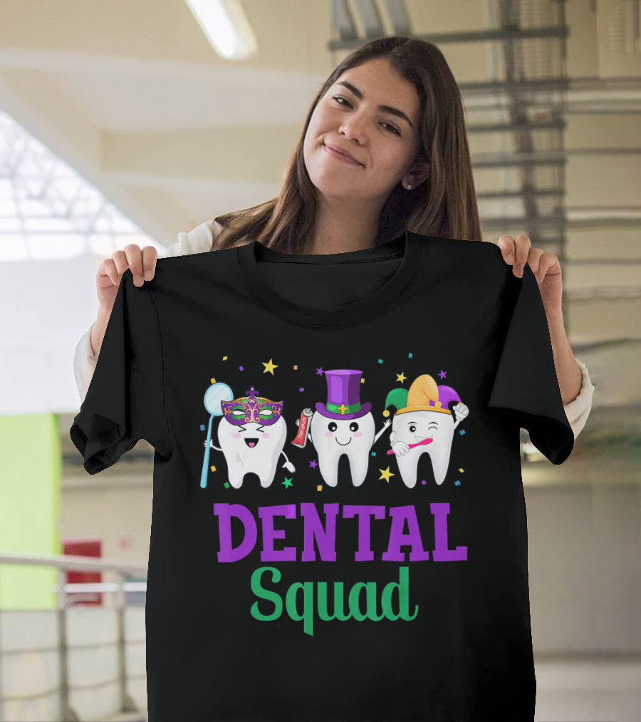 Dental Squad Tooth Assistant Mardi Gras T-Shirt