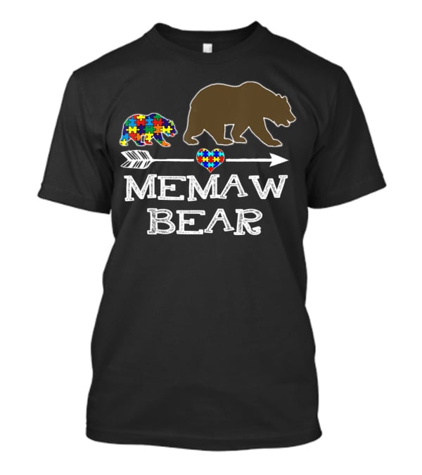 Memaw Bear Autism Puzzle Heart Baby Bear T-Shirt